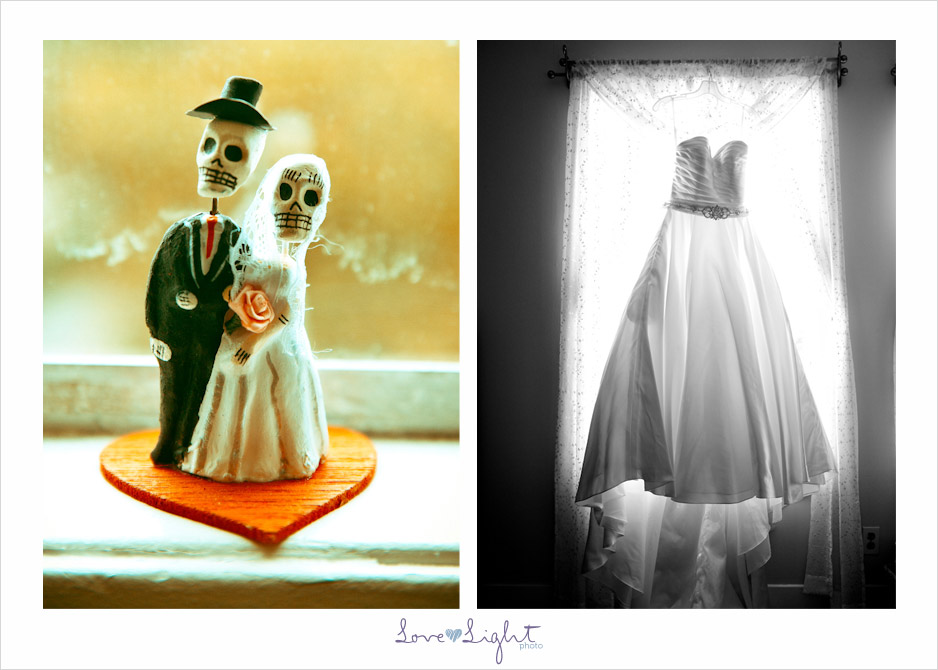 wedding dress and day of dead cake topper