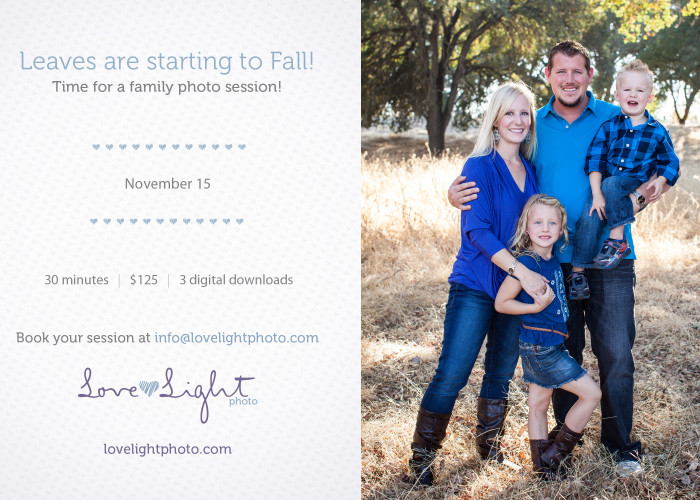 Announcing Family portrait Mini sessions Novemeber 15
